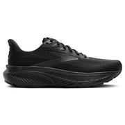 Black running shoe on a white background