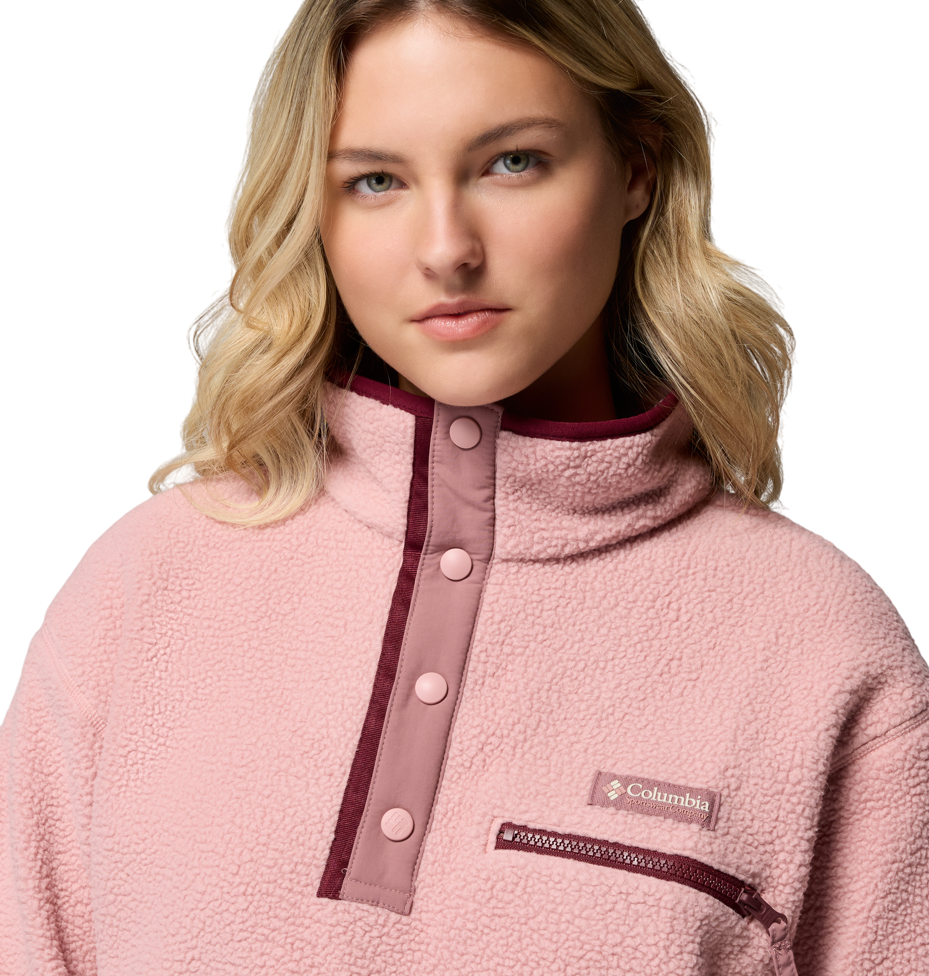 Columbia Helvetia™ II Cropped Sherpa Half Snap Fleece Eraser Pink