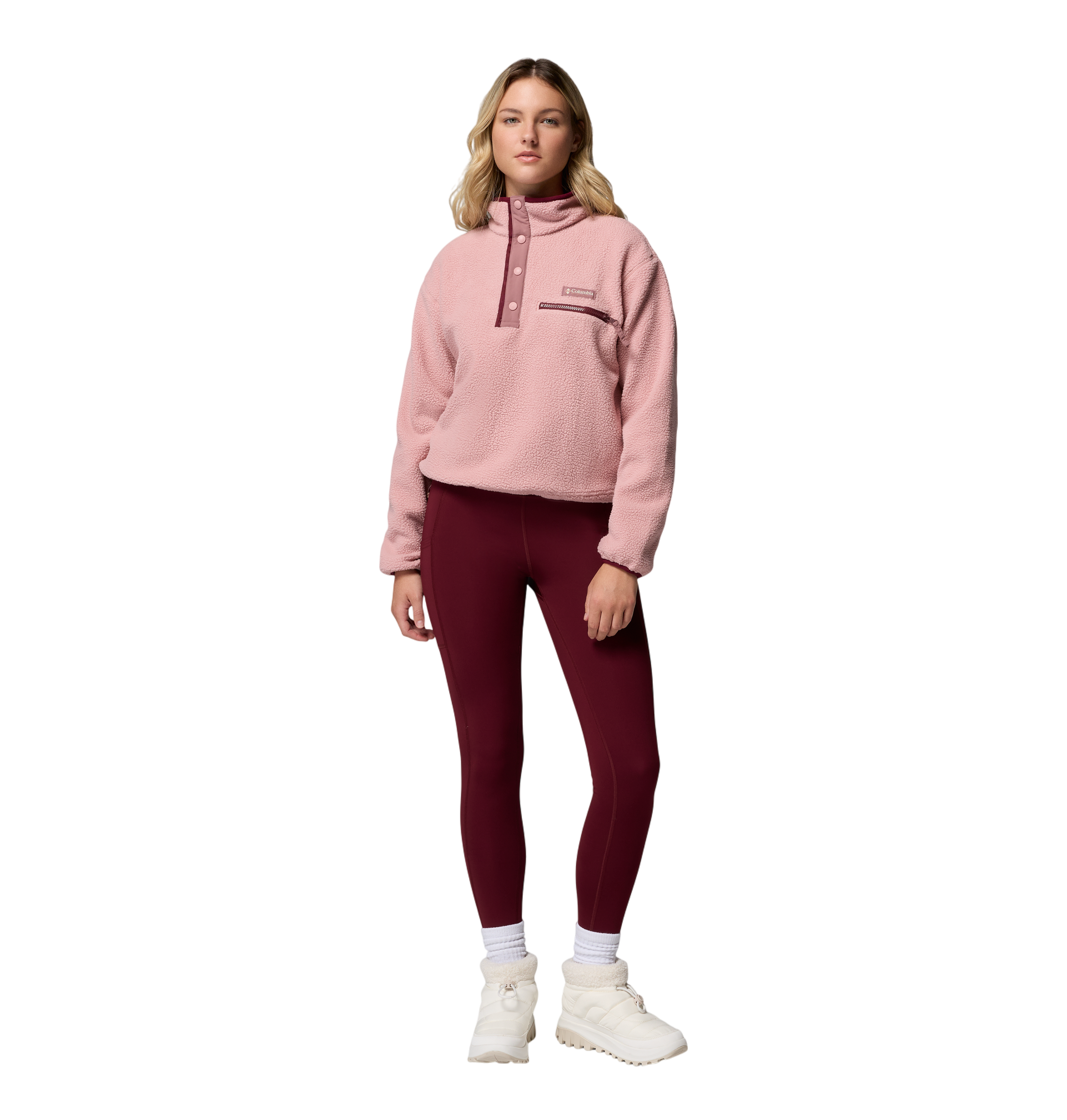 Columbia Helvetia™ II Cropped Sherpa Half Snap Fleece Eraser Pink