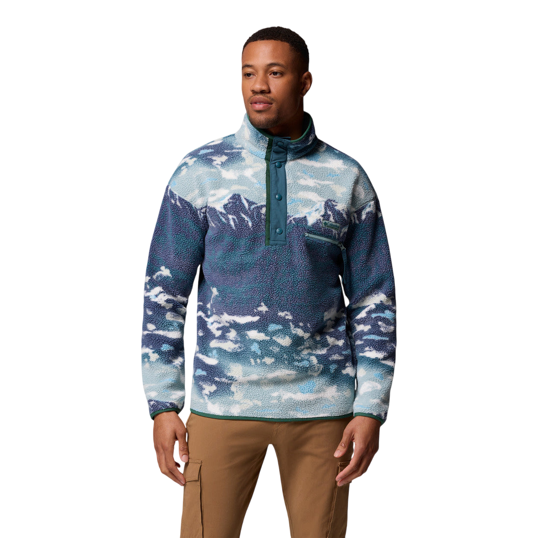 Columbia Men's Helvetia™ II Printed Half Snap Fleece Crushed Blue