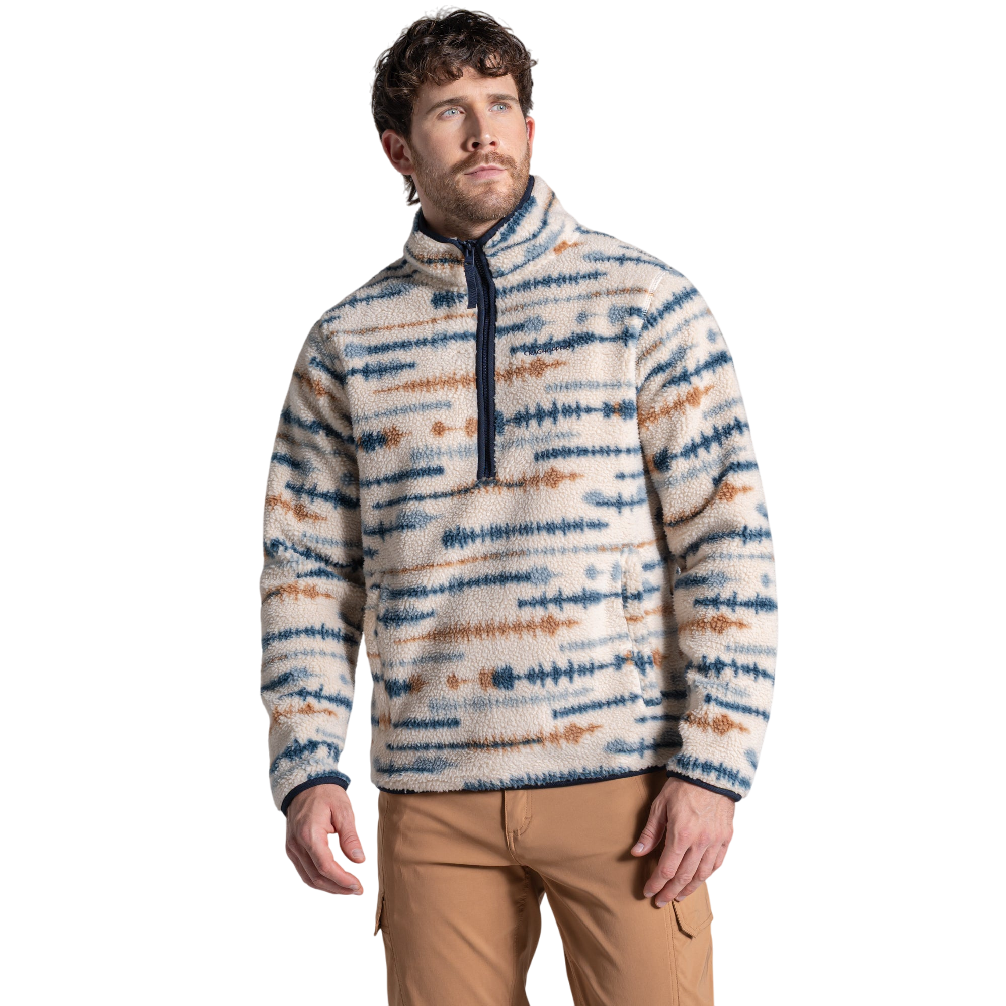 Craghoppers Men's Rawthey Half Zip Fleece | Ecru Print