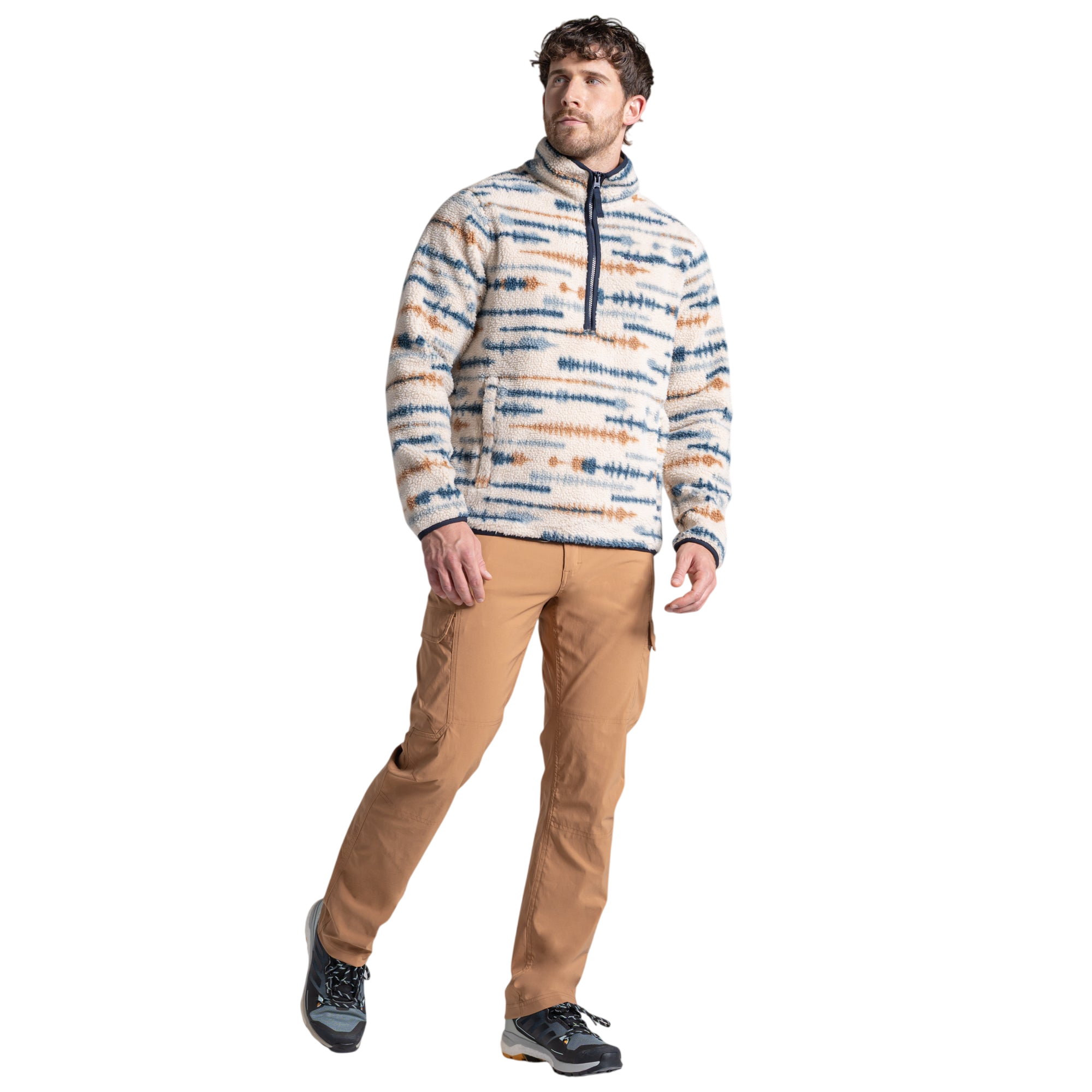 Craghoppers Men's Rawthey Half Zip Fleece | Ecru Print