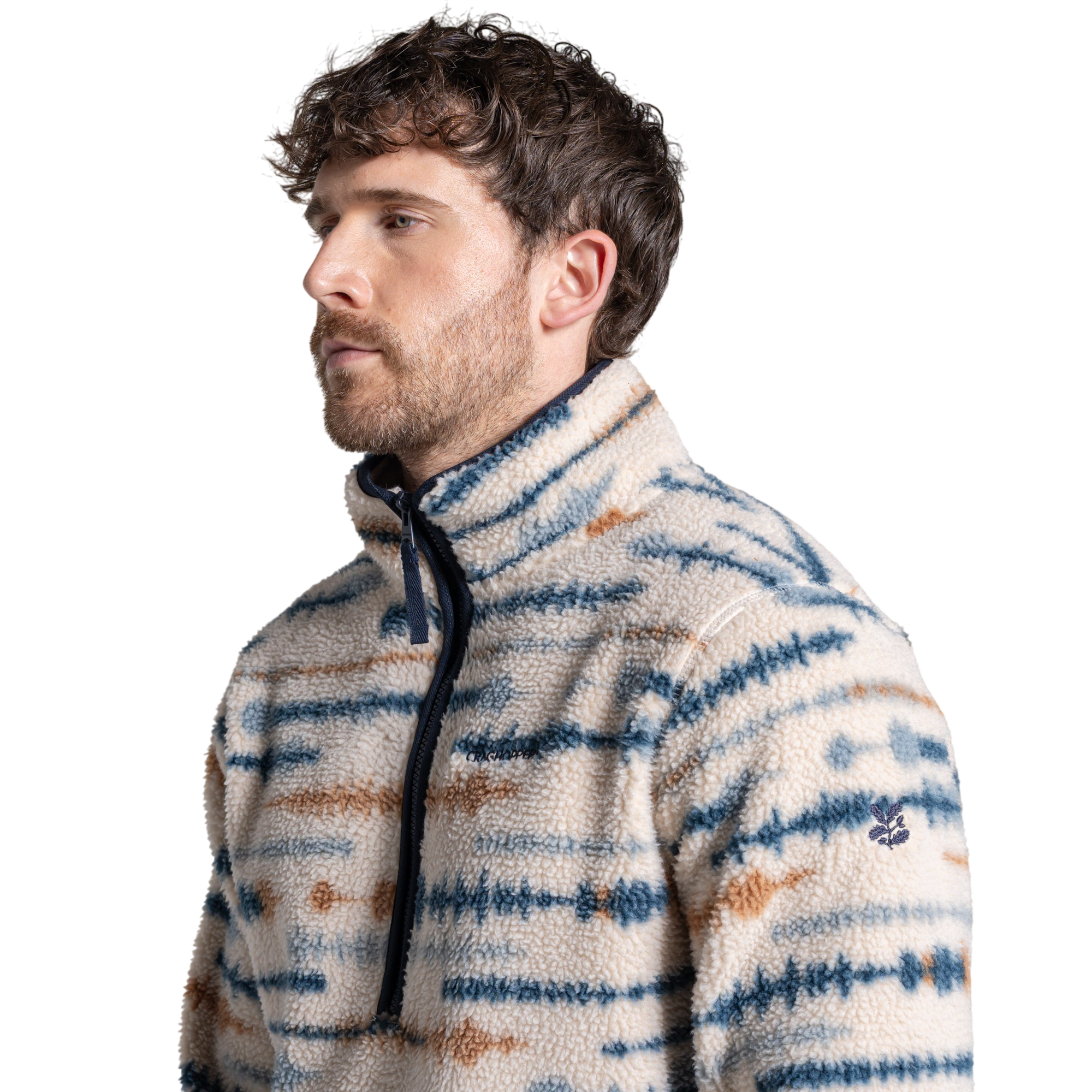 Craghoppers Men's Rawthey Half Zip Fleece | Ecru Print