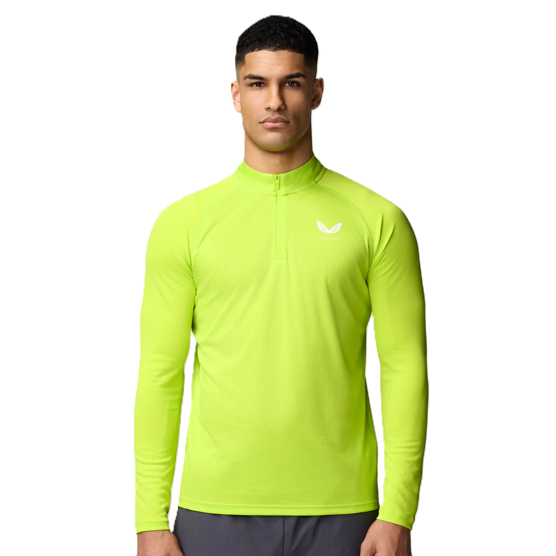 Castore Mens AOP 1/4 Zip Long Sleeve Acid Lime White