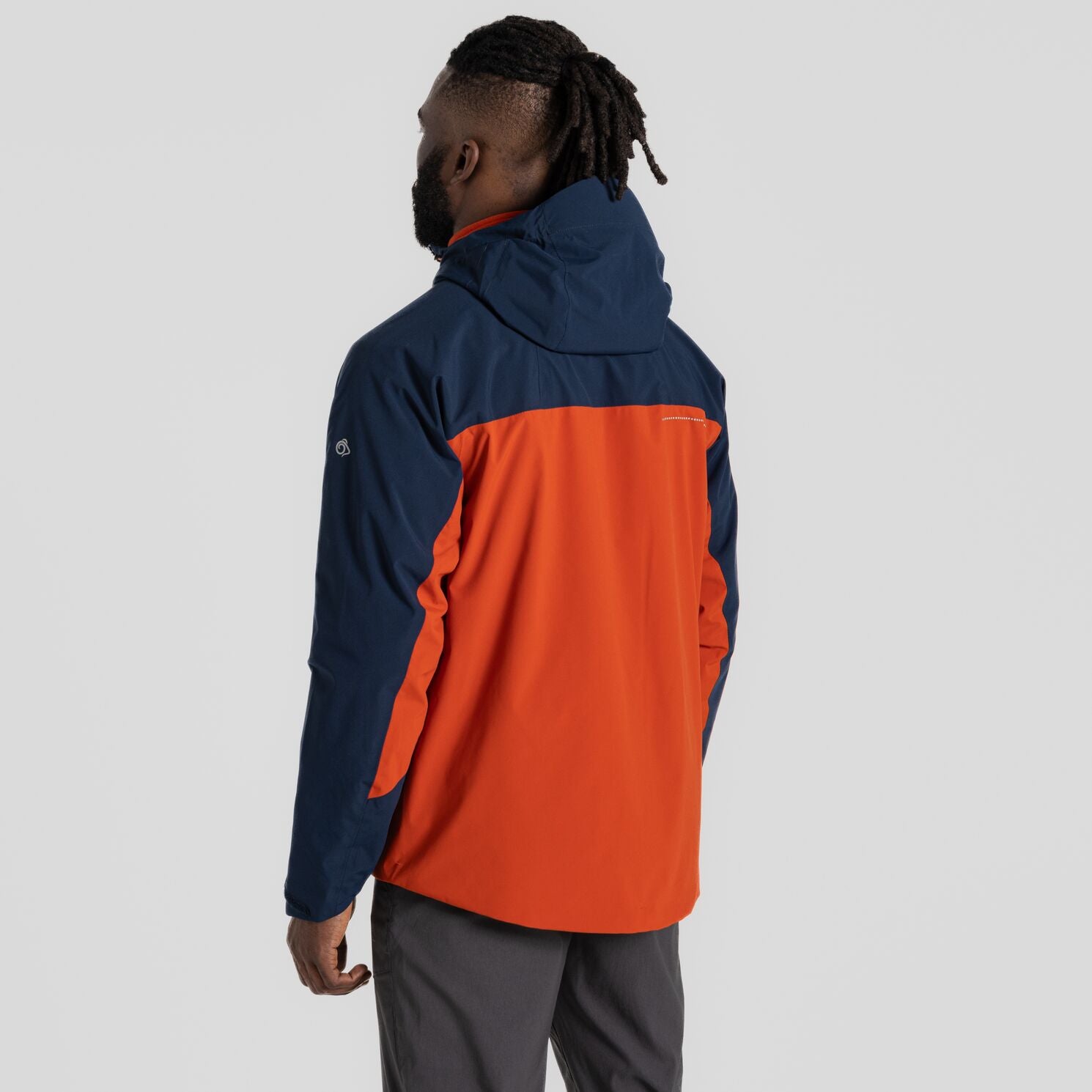 Craghoppers Men's Diggory Stretch Waterproof Jacket  | Blue Navy Carnelian Orange