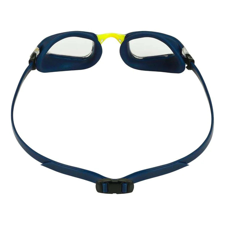 Aqua Sphere Fastlane Swimming Goggles Navy Yellow Clear lens