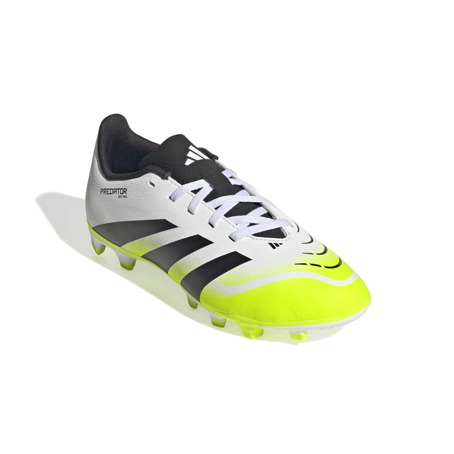 Adidas Predator Club Firm Ground Junior Football Boots White Black Lemon