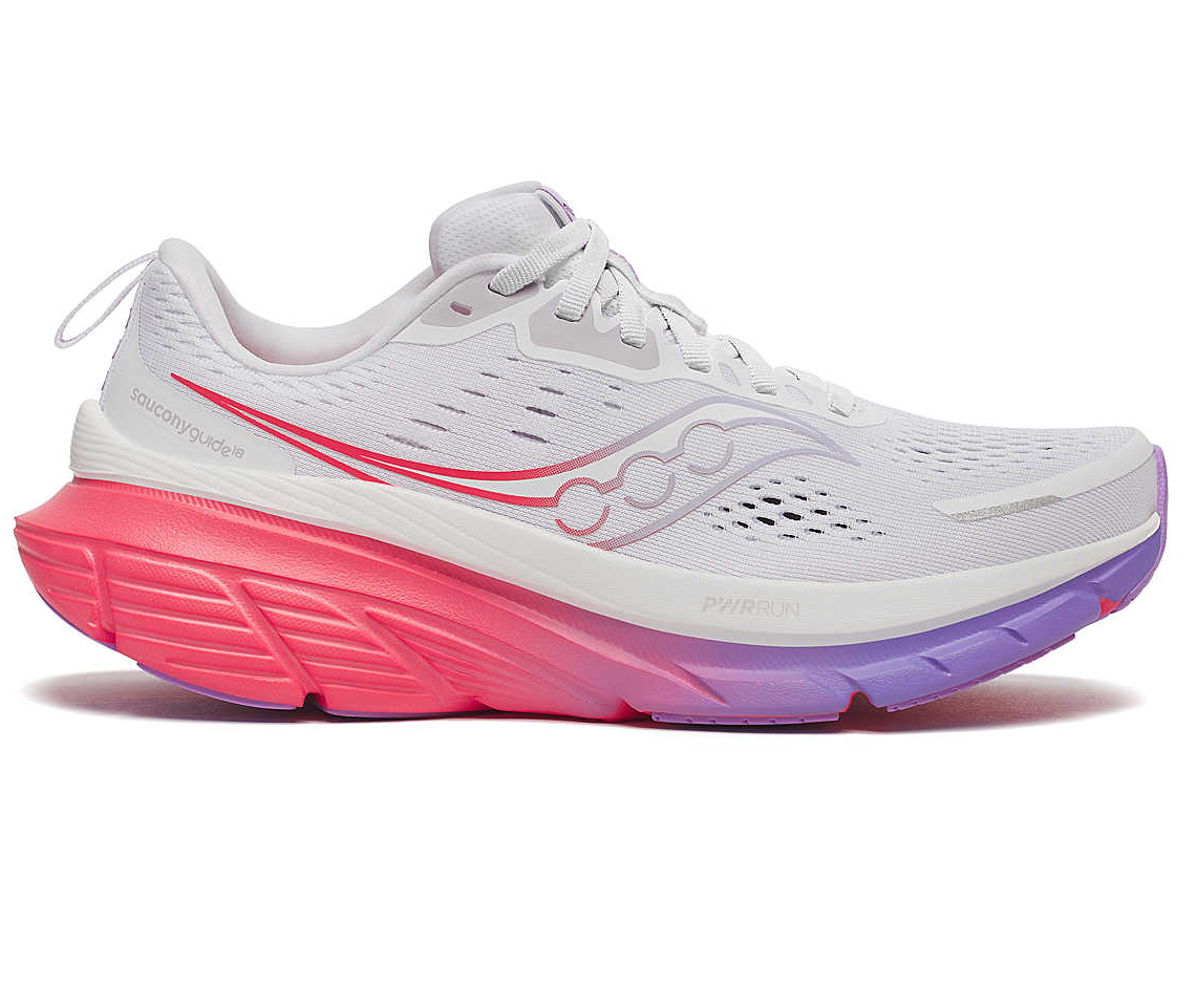 Saucony Guide 18 Womens Running Shoes White Crocus