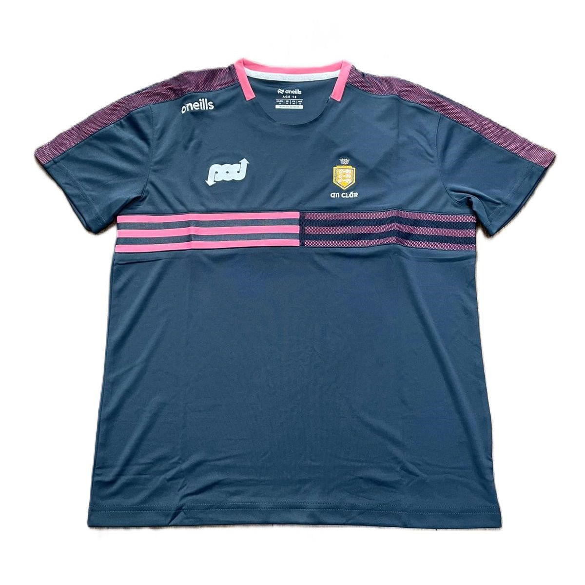 O'Neills Clare GAA Women's Nepal T-Shirt Marine Pink White
