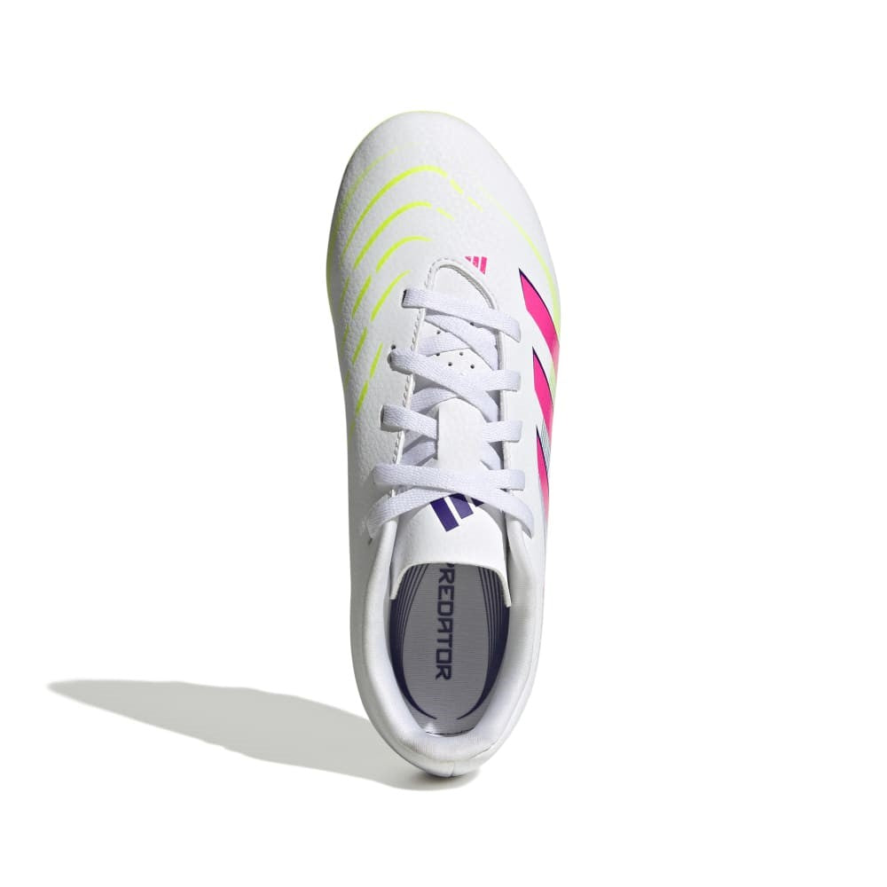 Adidas Predator Club Firm Ground Junior Football Boots White Lucid Pink Lucid Lemon