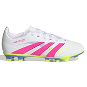 Adidas Predator Club Firm Ground Junior Football Boots White Lucid Pink Lucid Lemon