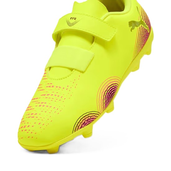 Puma Future 8 Play Velcro Firm Ground Junior Football Boots Yellow Alert Puma Black (Yellow Black)