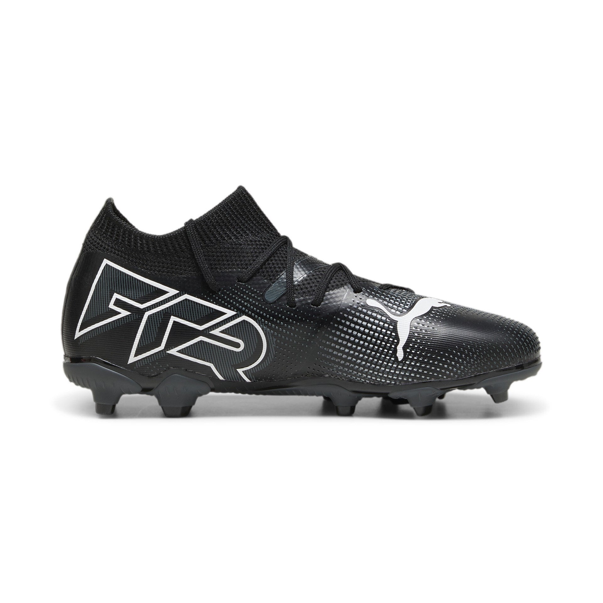 Puma Future 7 Match Firm Ground Junior Football Boots White Black White (Black White)