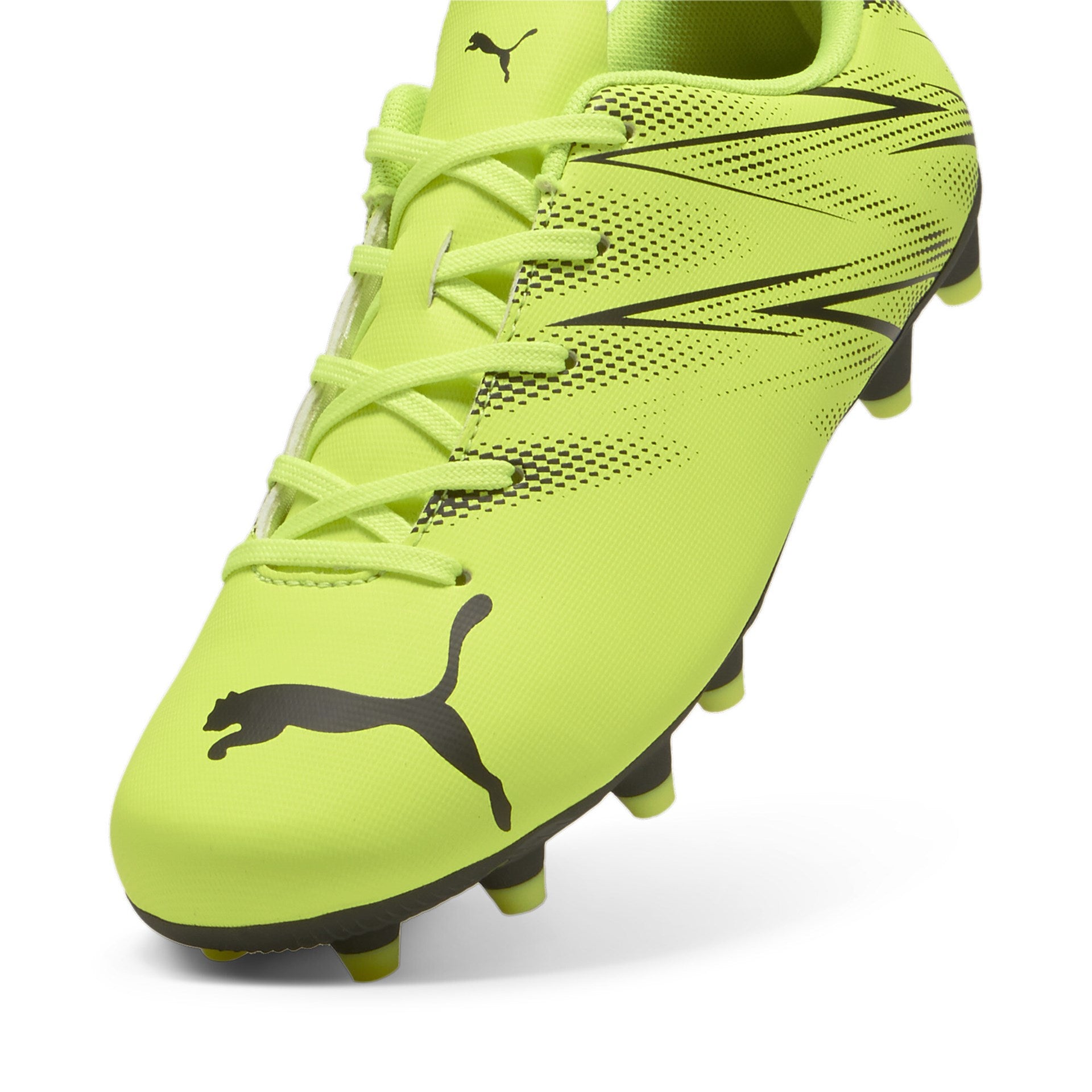 Puma Attacanto Firm Ground Junior Football Boots Electric Lime Puma Black (Yellow Black)