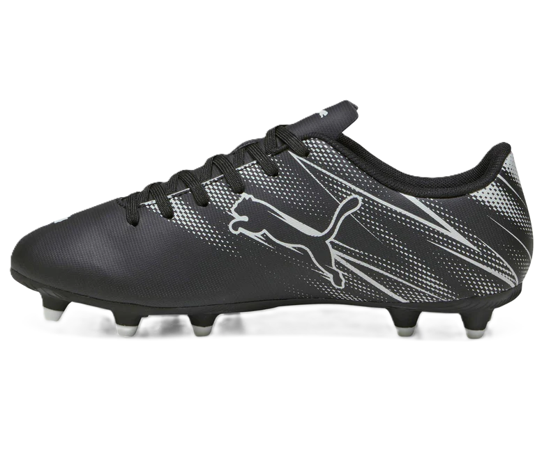 Puma Attacanto Junior Firm Ground Junior Football Boots Black Silver Mist