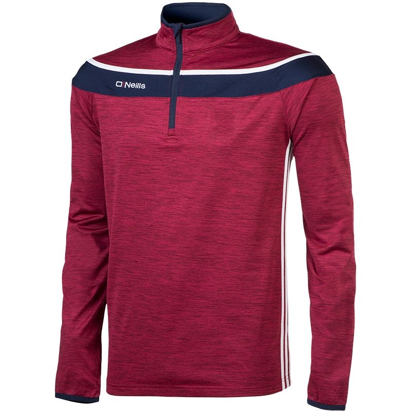 O Neills Slaney 3 Stripe Half Zip (Melange Maroon Navy White)