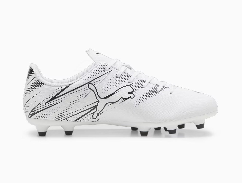 Puma Attacanto Firm Ground Junior Football Boots White Black (White Black)