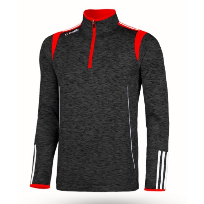 O'Neills Solar 3 Stripe Brushed Half Zip (Melange Black Red)