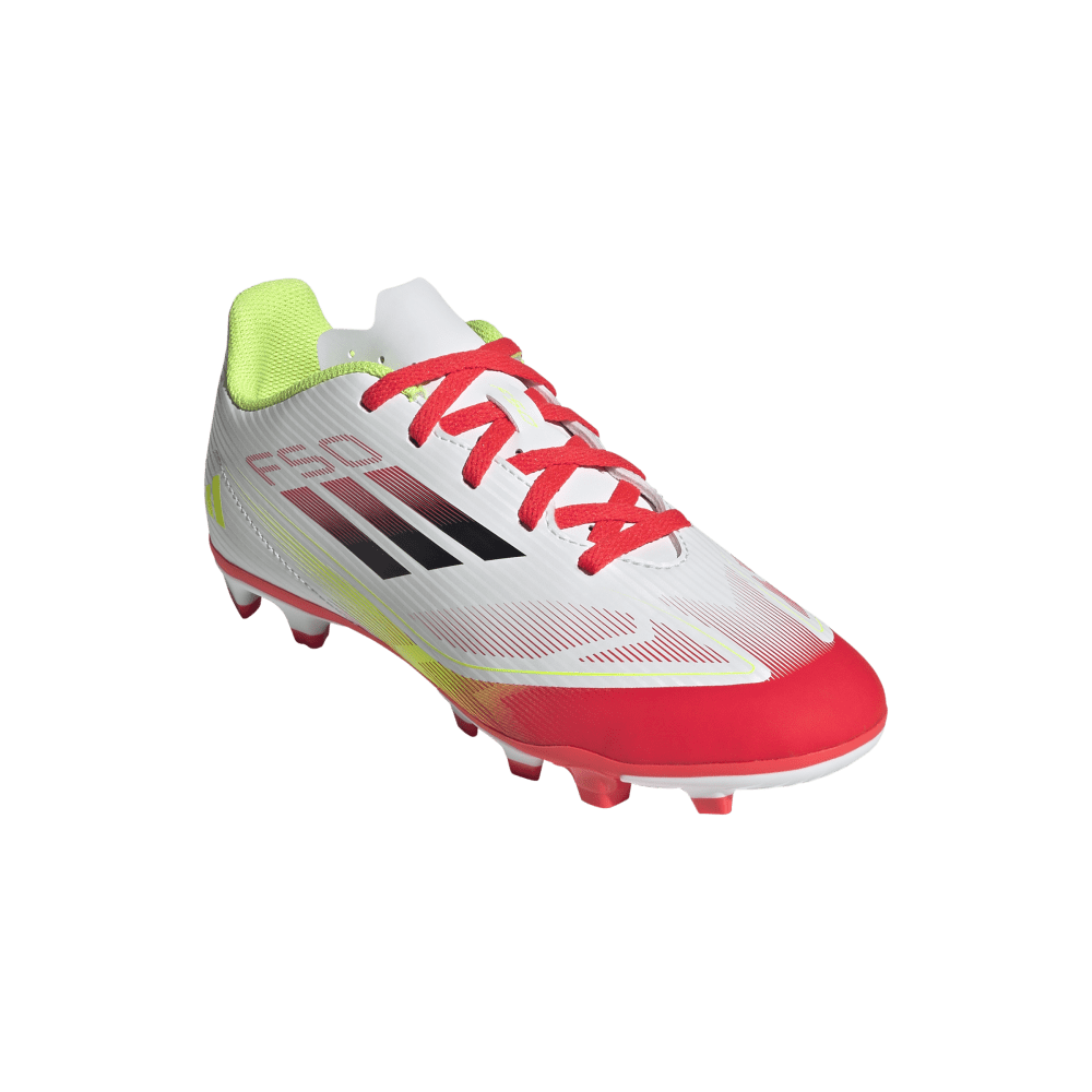 Adidas F50 Club Firm/Multi-Ground Junior Boots Cloud White Core Black Solar Yellow (White Black Red)