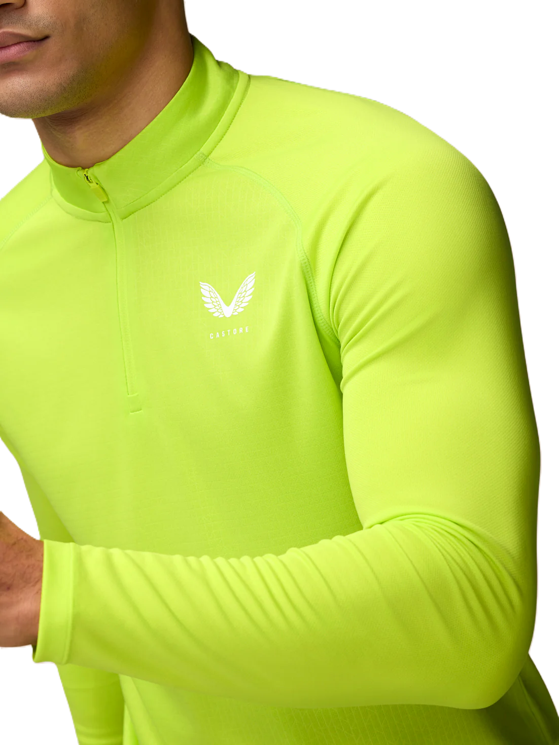 Castore Mens AOP 1/4 Zip Long Sleeve Acid Lime White
