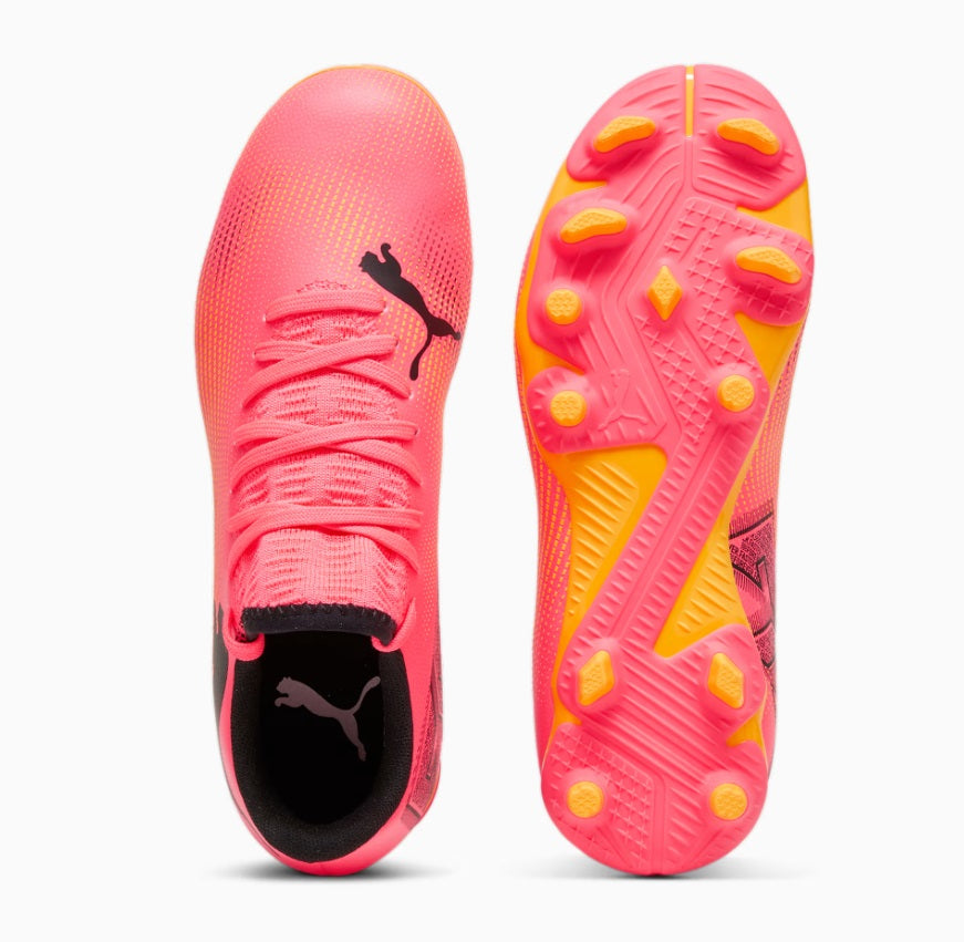 Puma Future 7 Play Firm Ground Junior Football Boots Sunset Glow Puma Black Sun Stream (Sunset Glow)