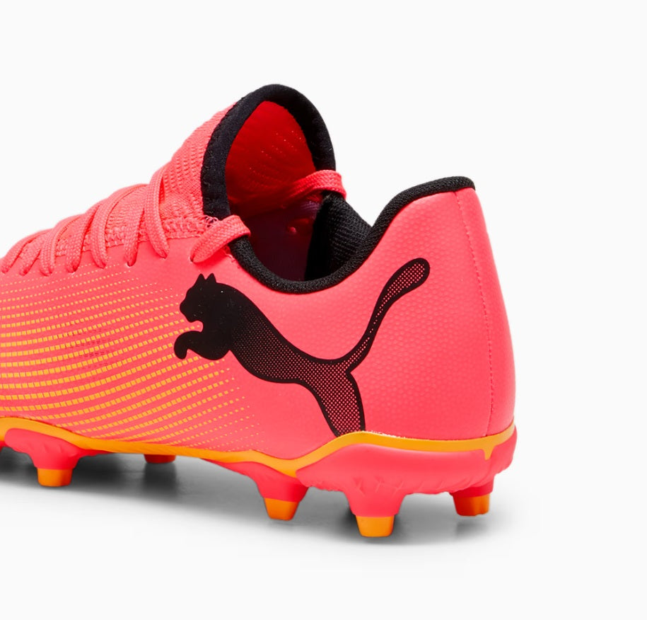 Puma Future 7 Play Firm Ground Junior Football Boots Sunset Glow Puma Black Sun Stream (Sunset Glow)