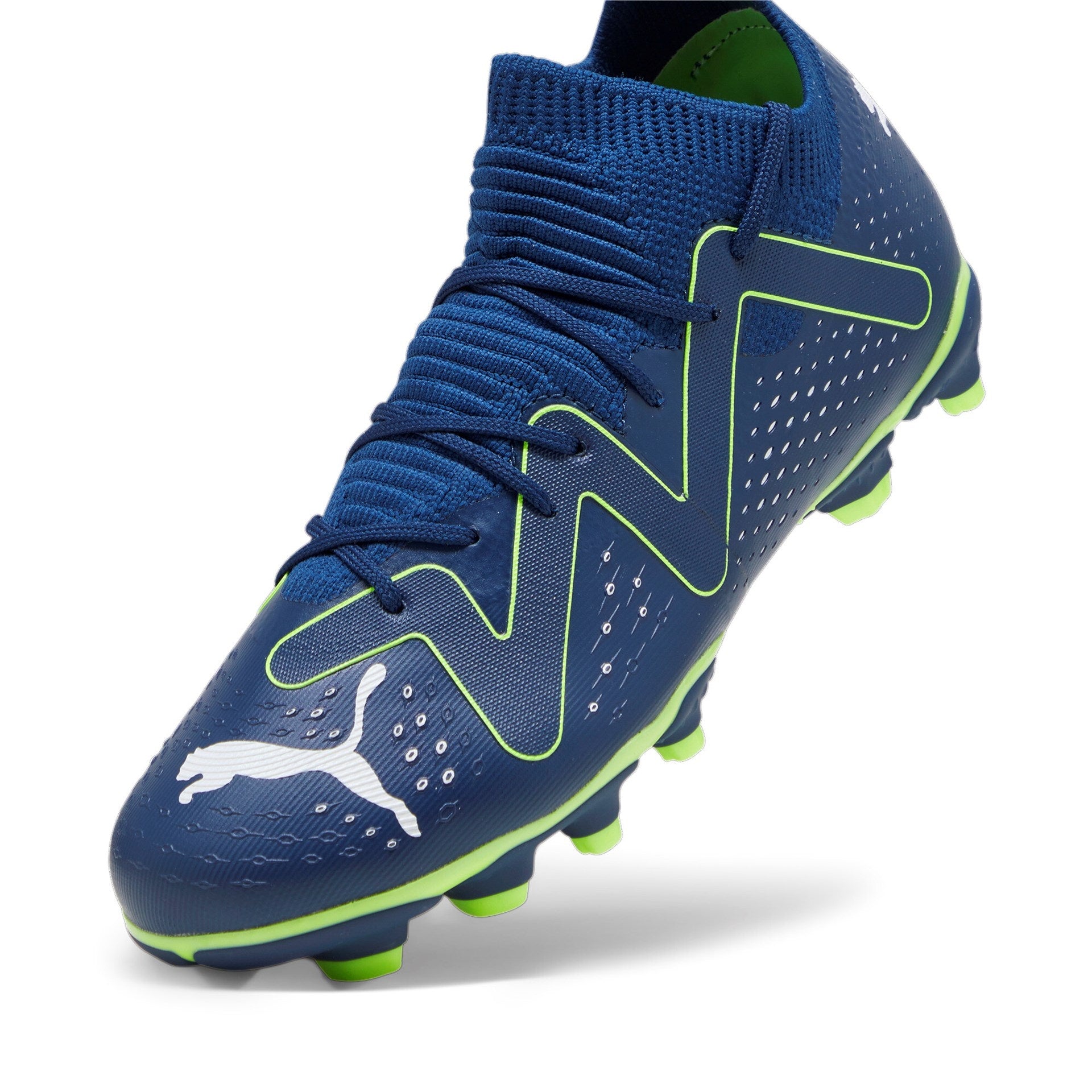 Puma Future Match Firm Ground Junior Football Boots Persian Blue Pro Green (Green Navy)