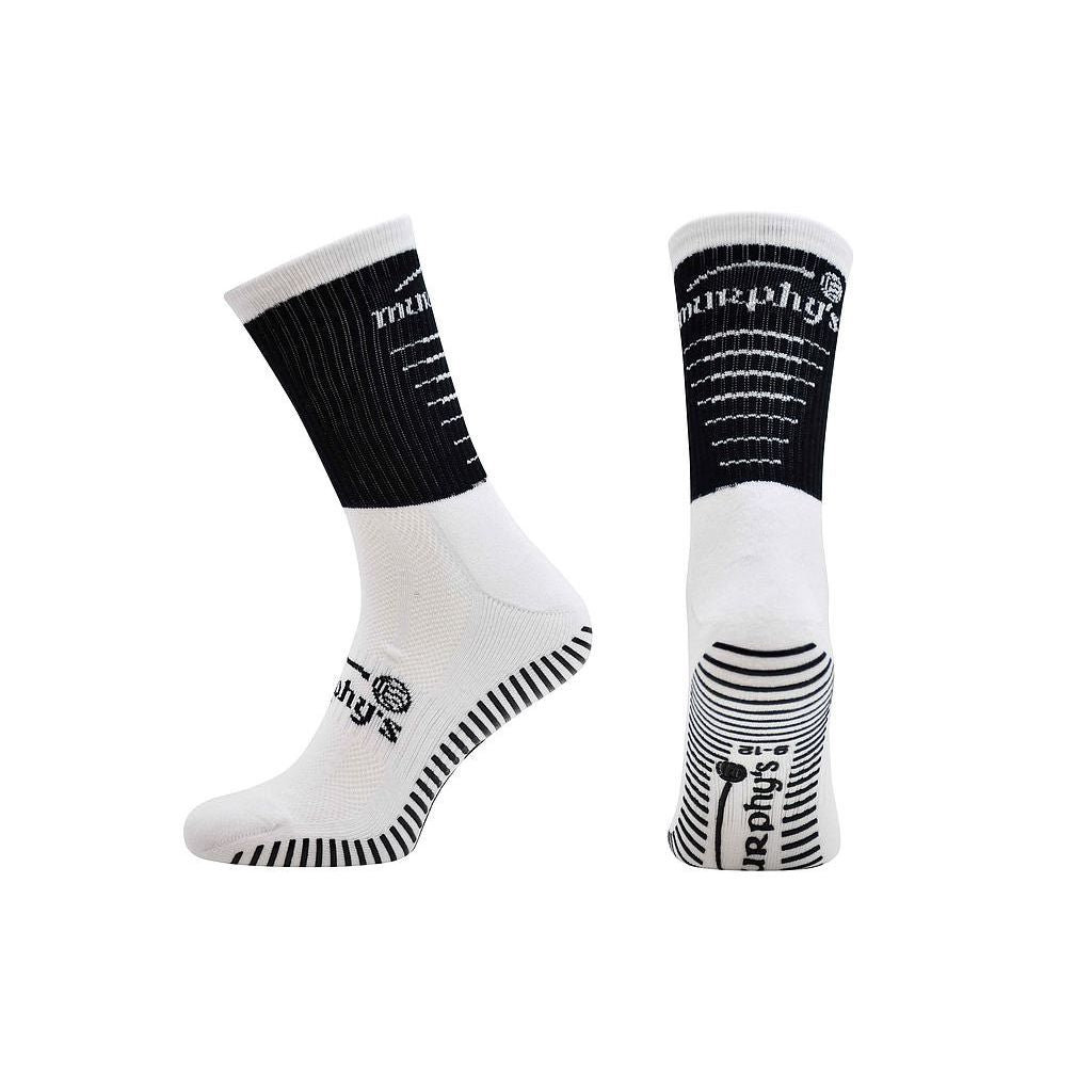 Murphys Pro Mid GAA Grip Socks  Black White