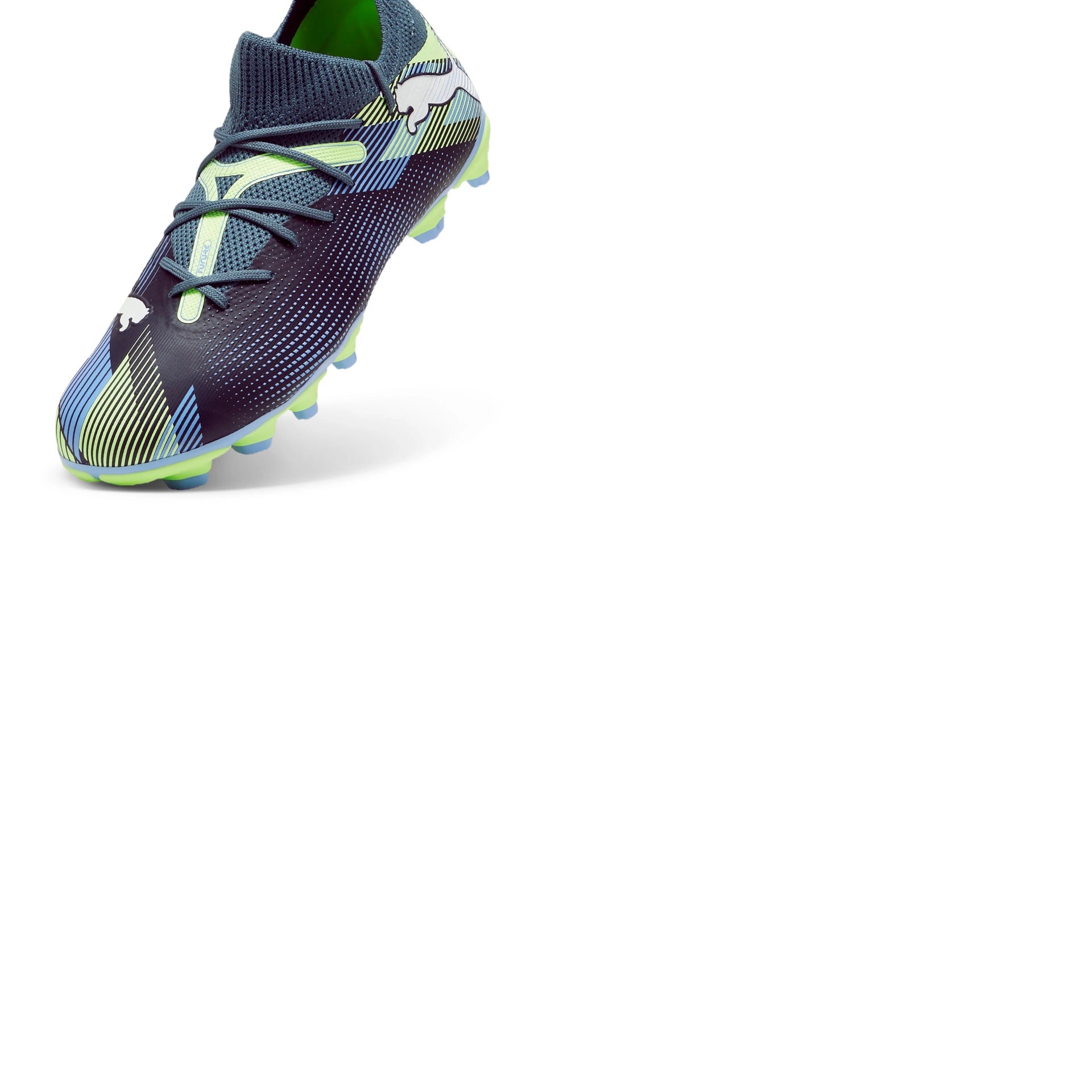 Puma Future 7 Match Firm Ground Junior Football Boots Grey Skies PUMA White-Fizzy Apple (Grey Skies)