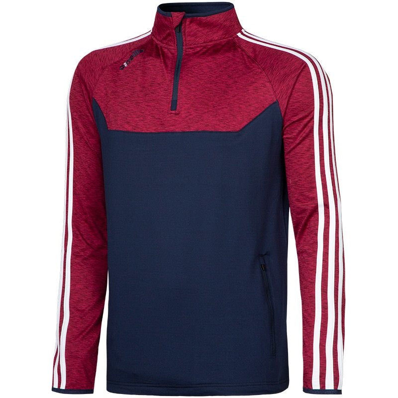 O'Neills Kasey 3 Stripe Brushed Half Zip (Navy Melange Maroon White)