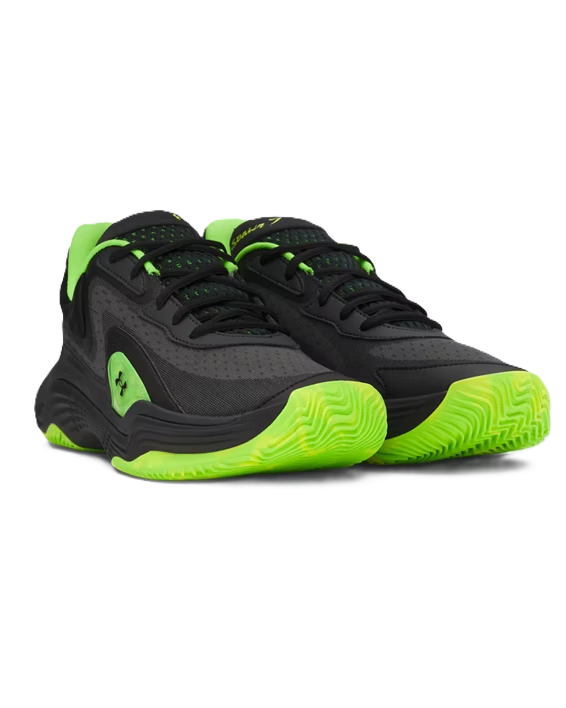 Under Armour Spawn 7 Unisex Basketball Shoes Black Hyper Green Metallic Black