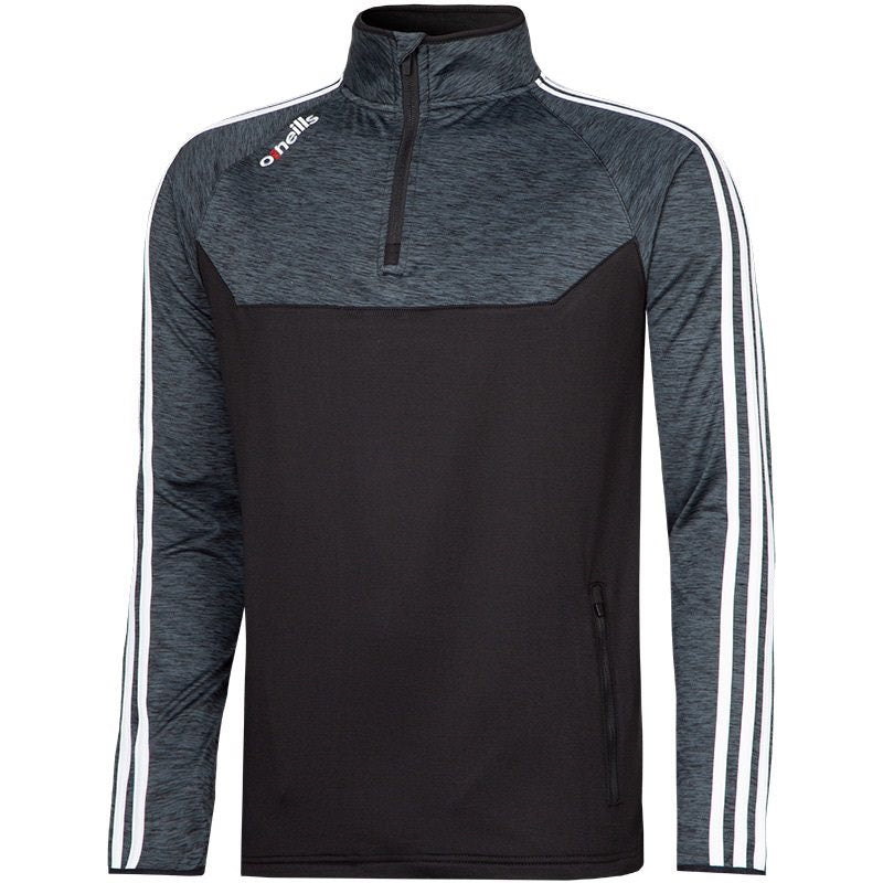 O'Neills Kasey 3 Stripe Brushed Half Zip (Black Melange Black White)