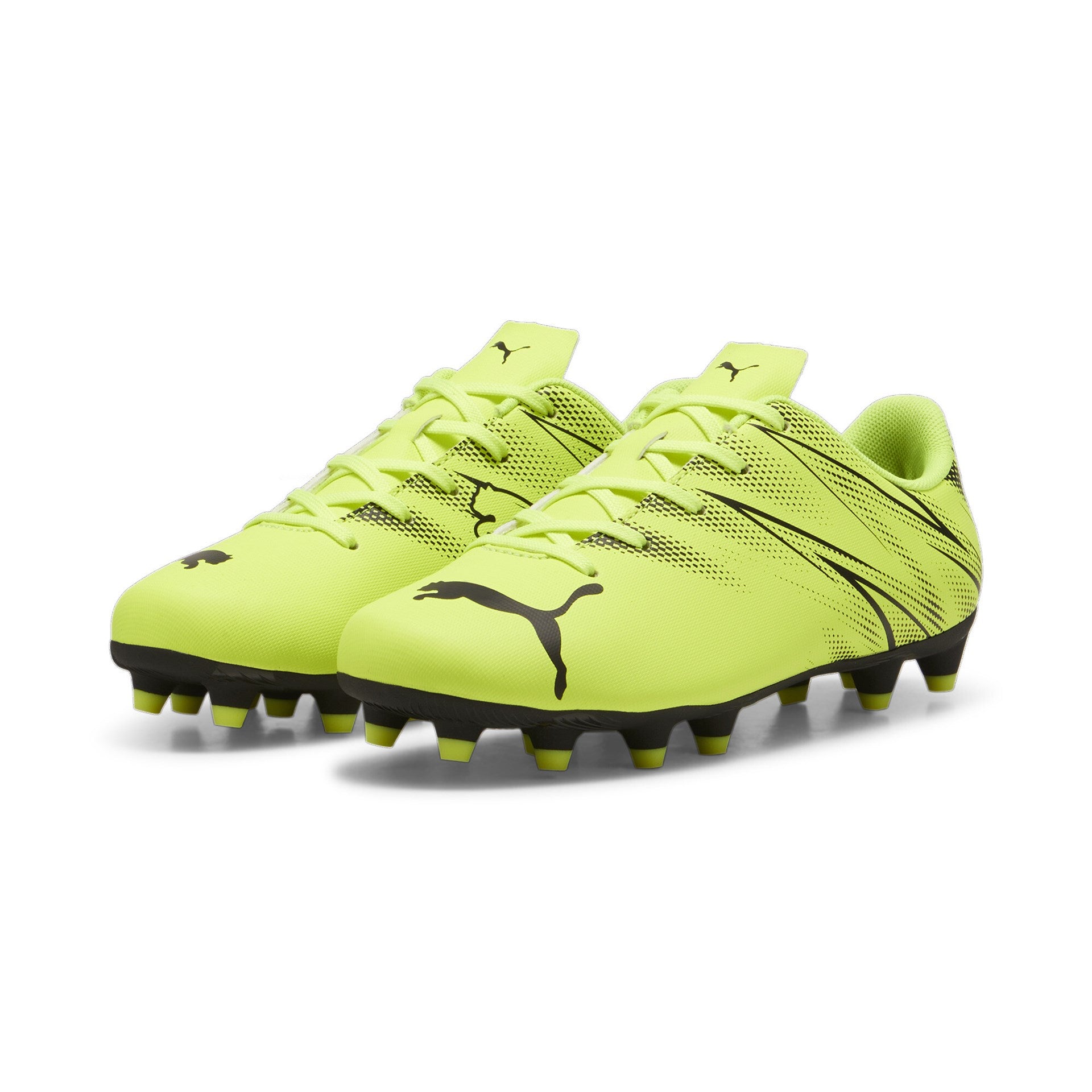 Puma Attacanto Firm Ground Junior Football Boots Electric Lime Puma Black (Yellow Black)