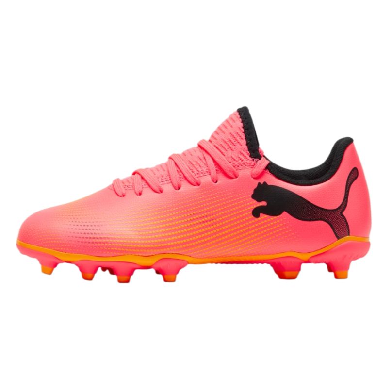 Puma Future 7 Play Firm Ground Junior Football Boots Sunset Glow Puma Black Sun Stream (Sunset Glow)