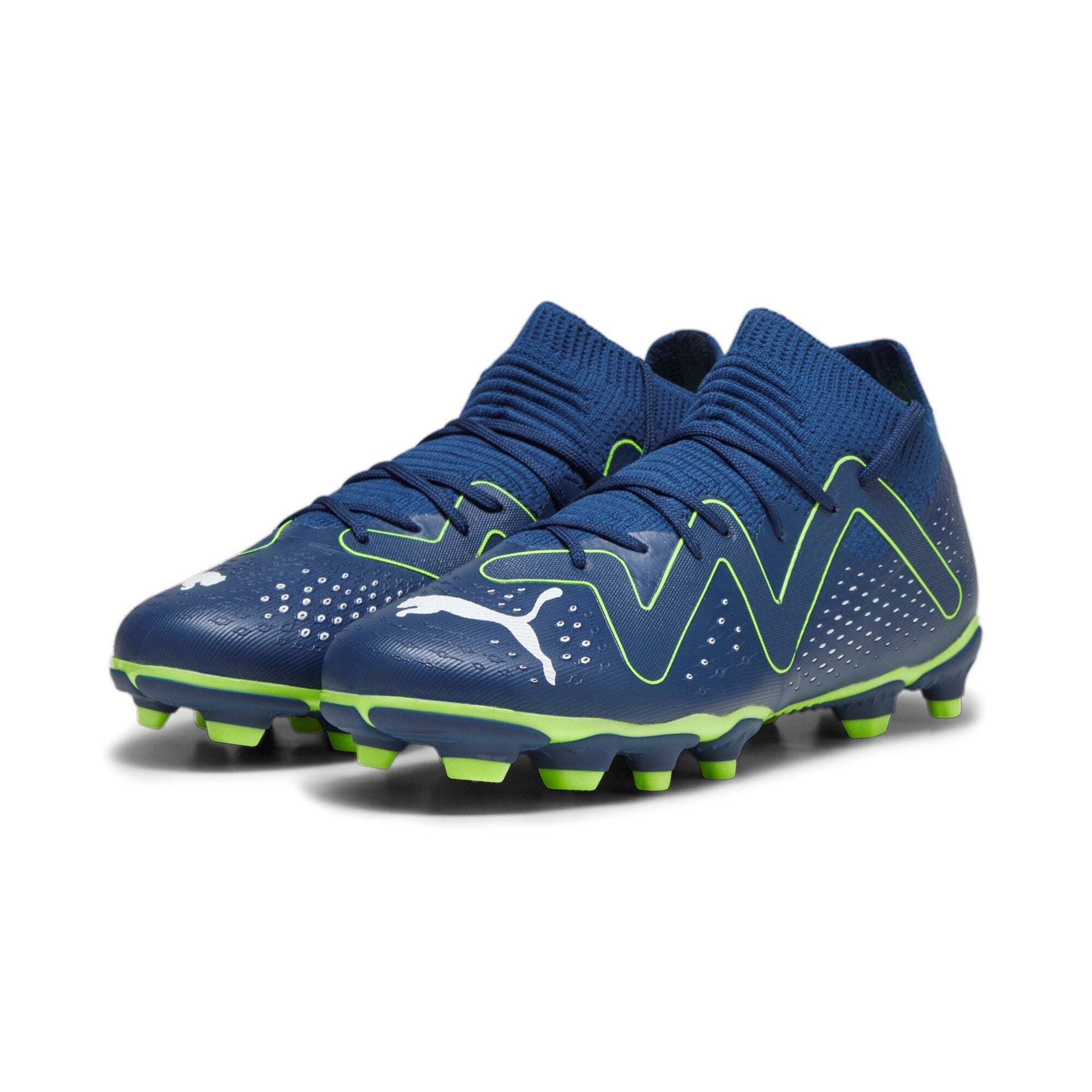 Puma Future Match Firm Ground Junior Football Boots Persian Blue Pro Green (Green Navy)
