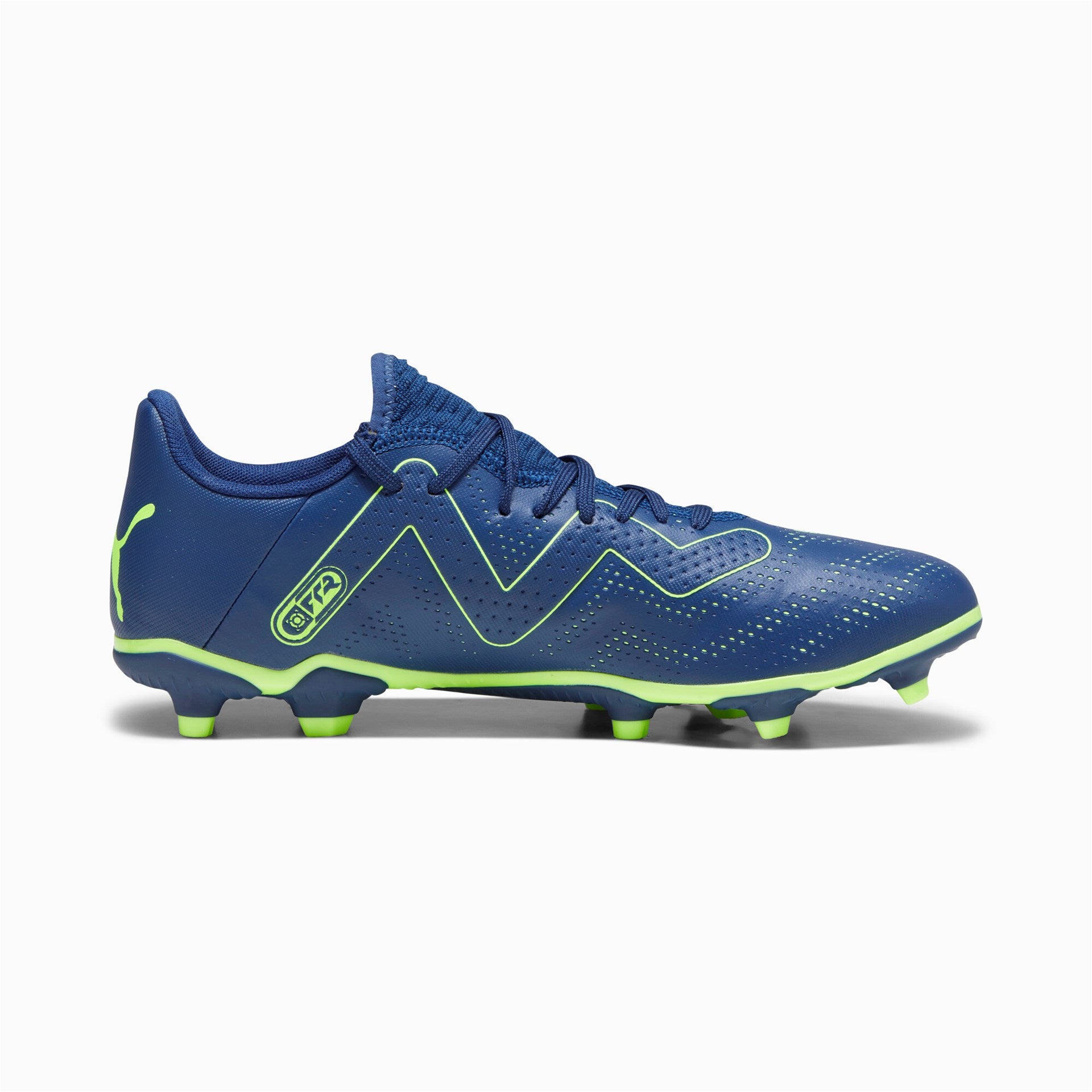 Puma Future Play Firm Ground Junior Football Boots Puma Persian Blue Pro Green (Navy Grey)