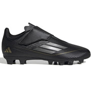 Adidas F50 Club Velcro Firm Ground Junior Football Boots Black Iron Metal Gold Metal