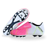 Precision Matrix Junior Velcro Football Boots Firm Ground White Fuchsia Lime (White Pink)
