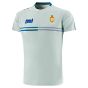 Light blue sports jersey with branding on a white background