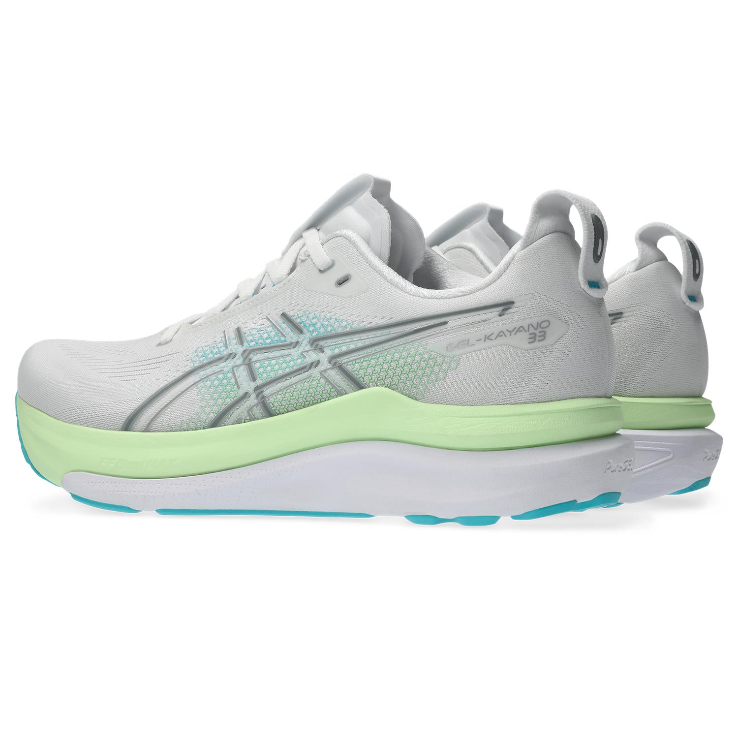 Asics Gel-Kayano 33 Men's Running Shoes White Aqua