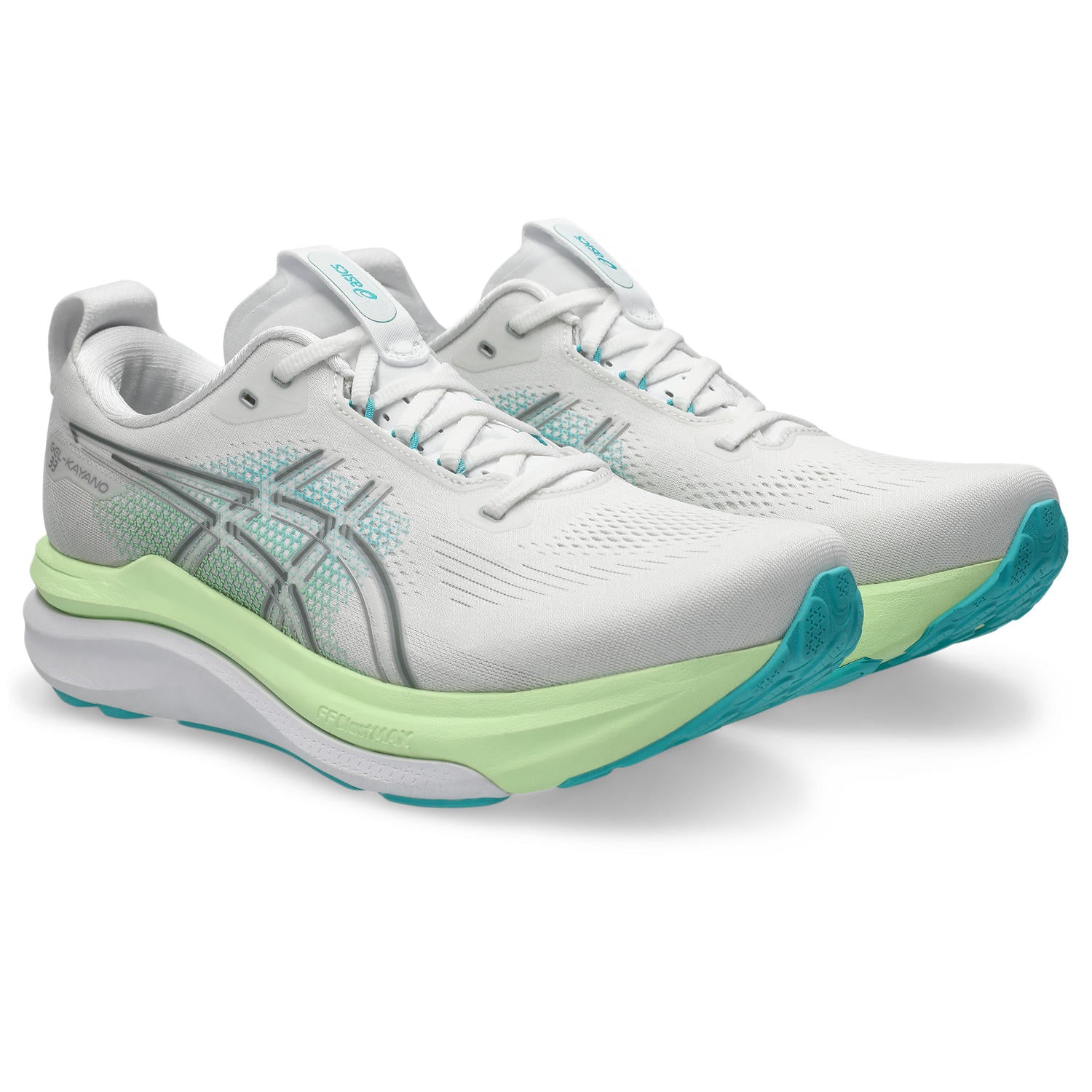 Asics Gel-Kayano 33 Men's Running Shoes White Aqua