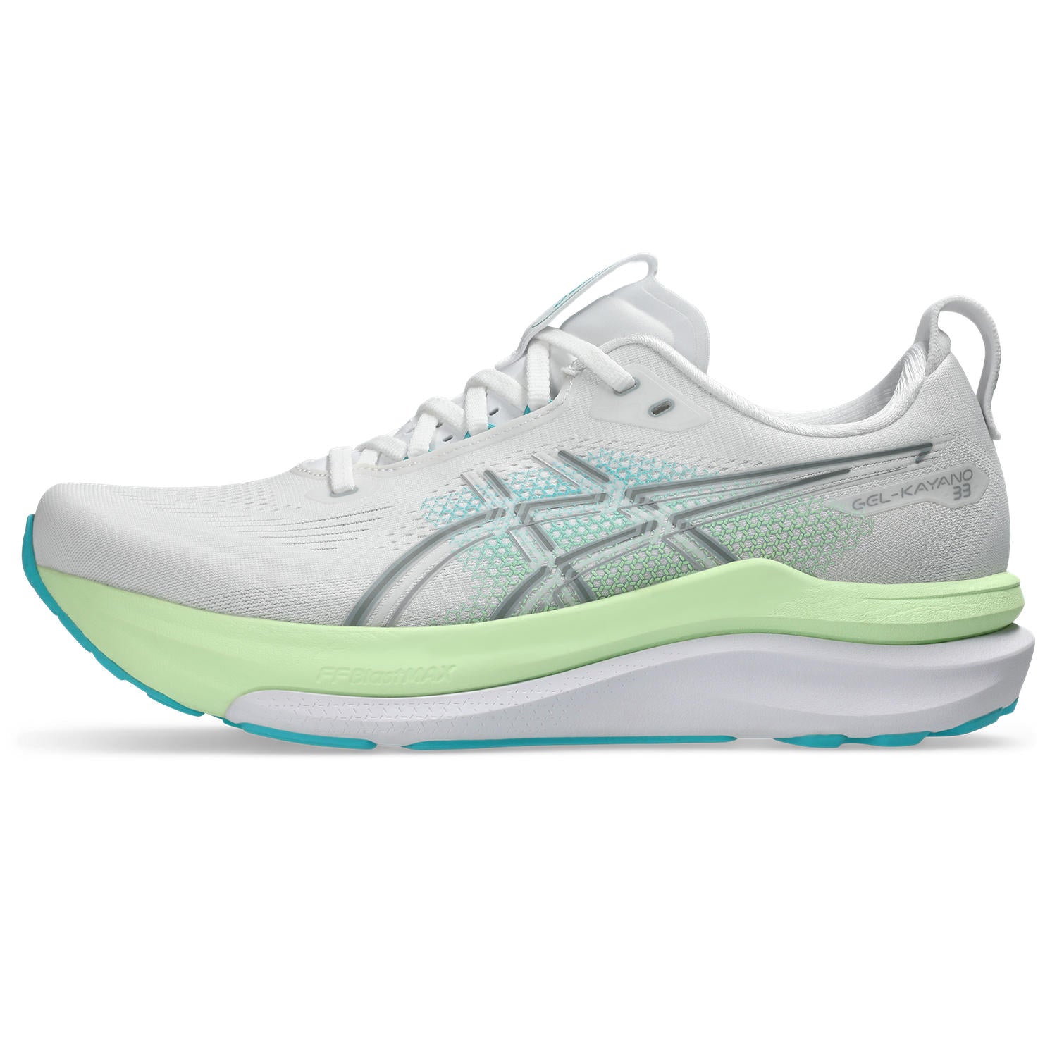 Asics Gel-Kayano 33 Men's Running Shoes White Aqua