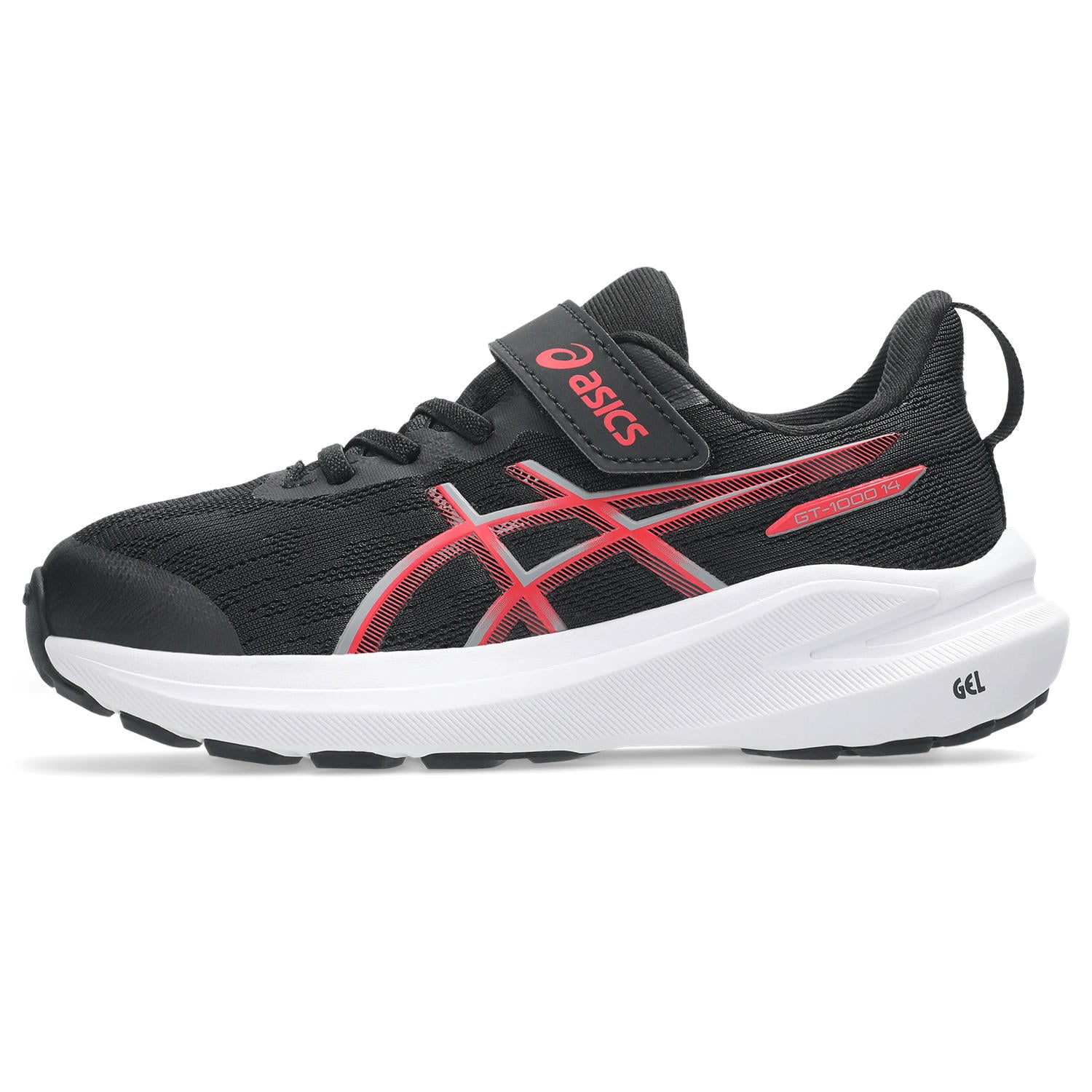 Asics GT-1000 14 PS Velcro Junior Running Shoes Black Red