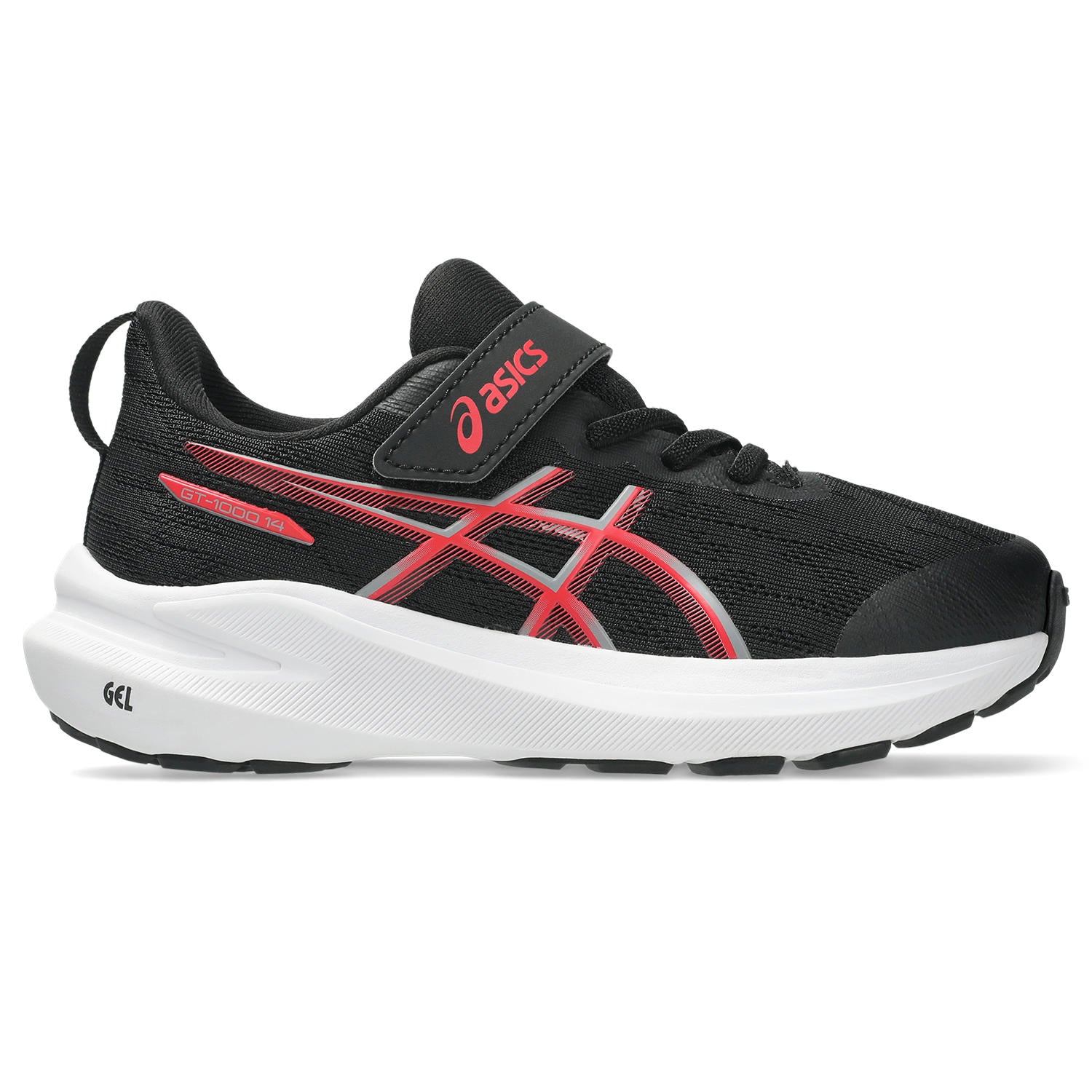 Asics GT-1000 14 PS Velcro Junior Running Shoes Black Red