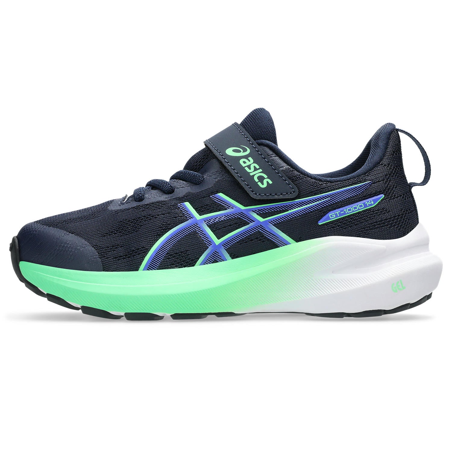 Asics GT-1000 14 PS Velcro Junior Running Shoes Midnight Green