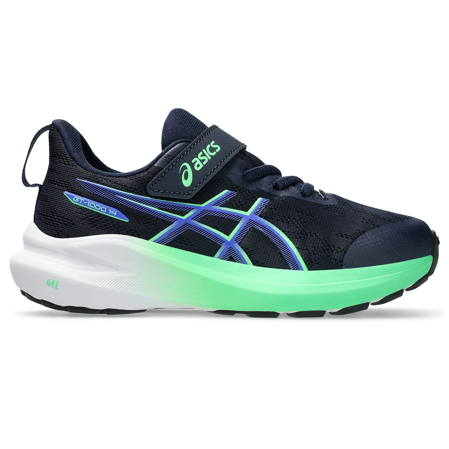 Asics GT-1000 14 PS Velcro Junior Running Shoes Midnight Green
