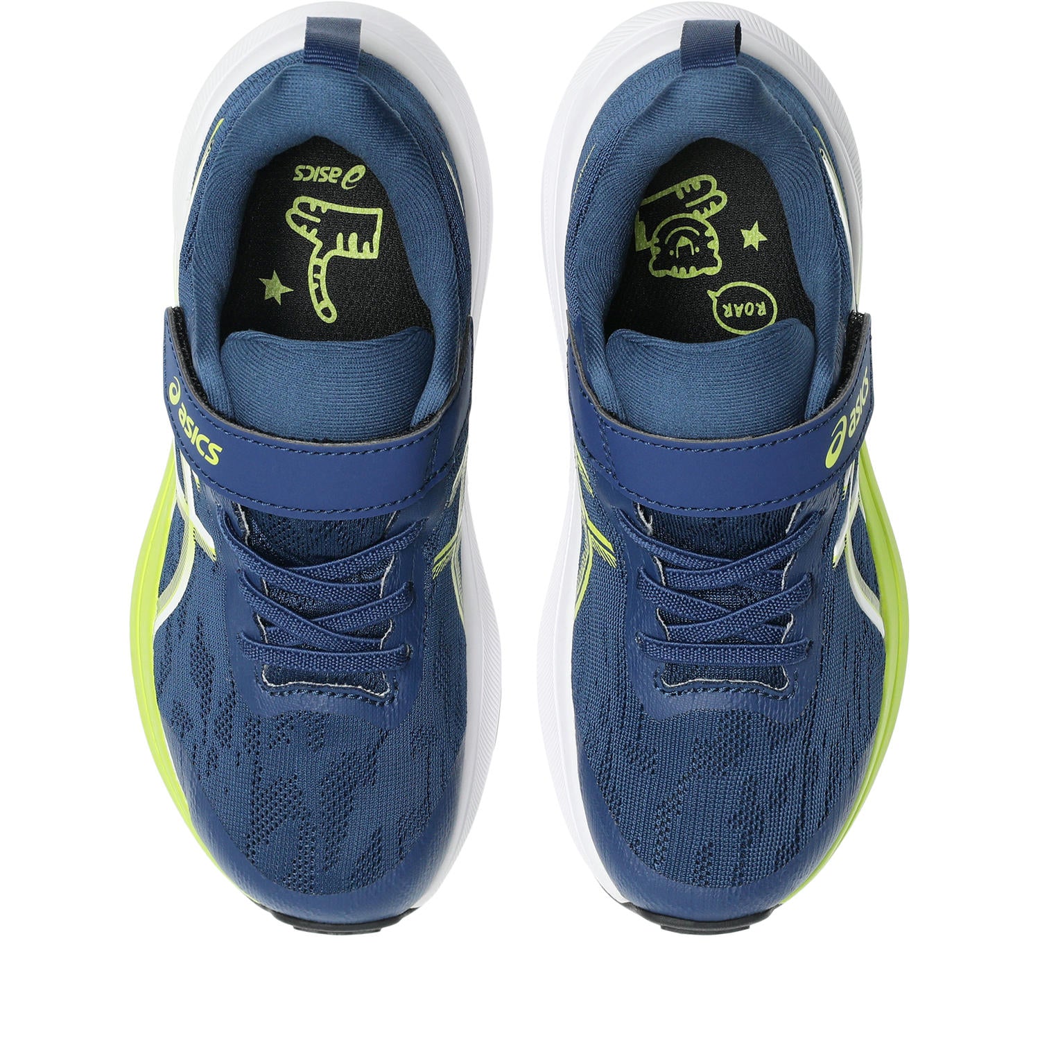 Asics GT-1000 14 PS Velcro Junior Running Shoes Navy Blue Neon Lime