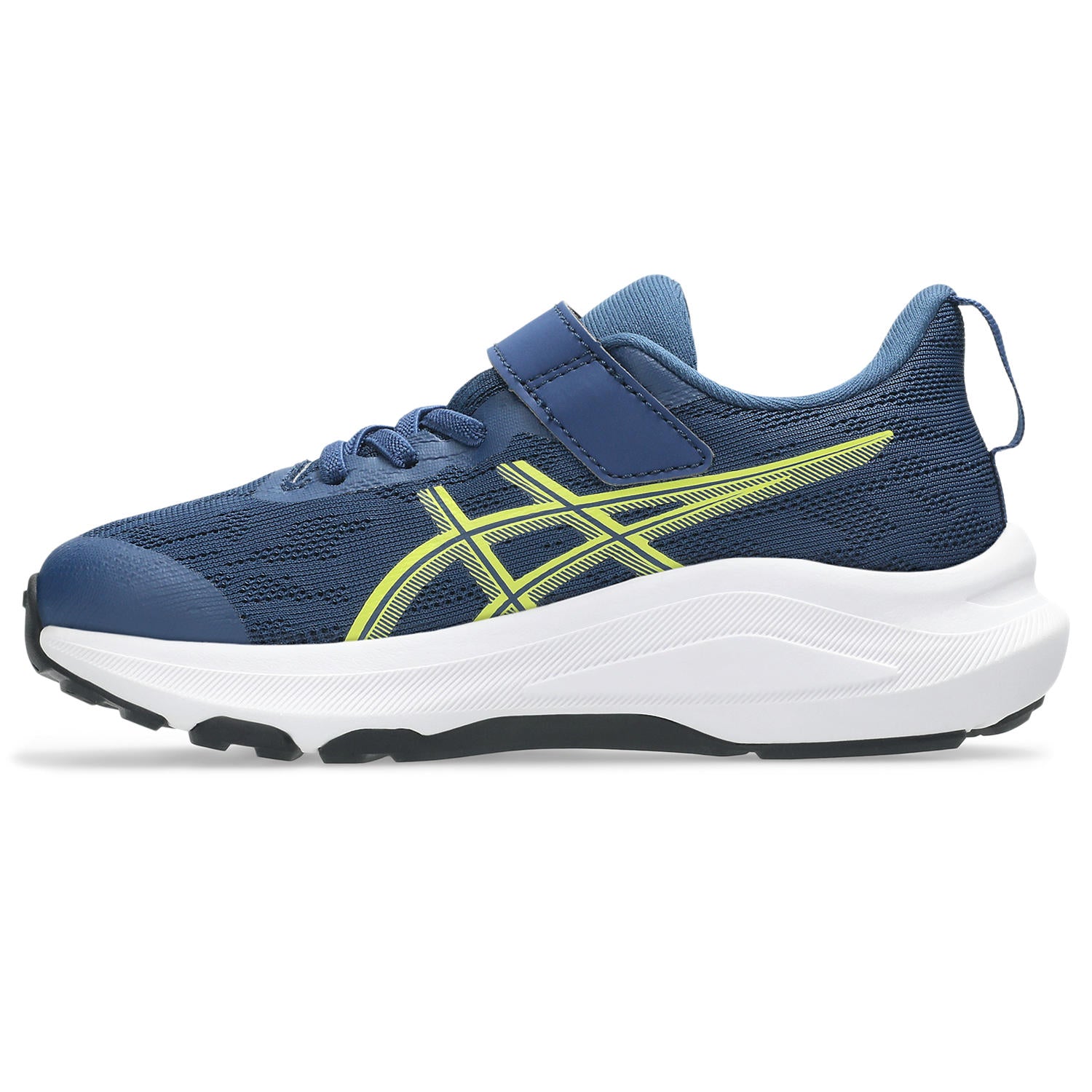 Asics GT-1000 14 PS Velcro Junior Running Shoes Navy Blue Neon Lime