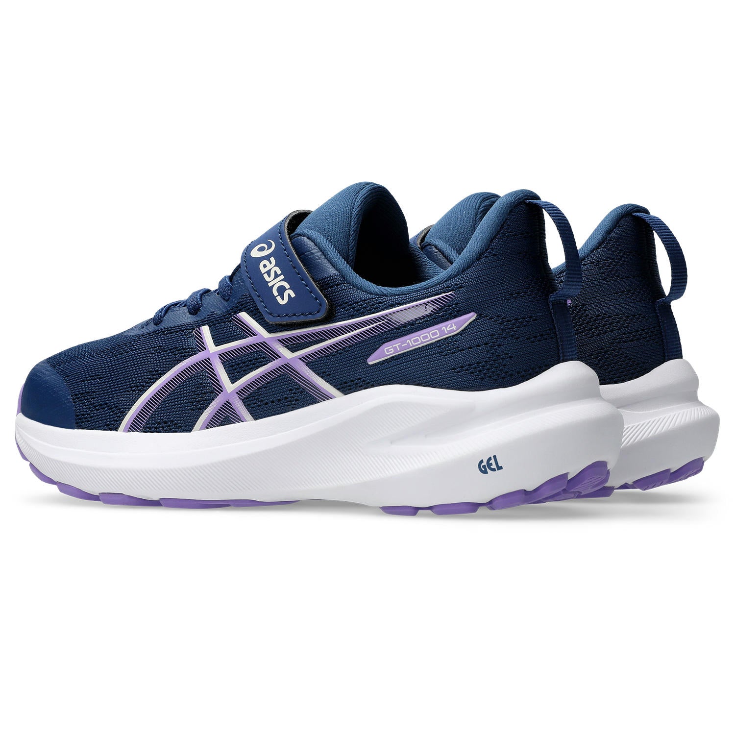 Asics GT-1000 14 PS Velcro Junior Running Shoes Navy Blue Faded Plum