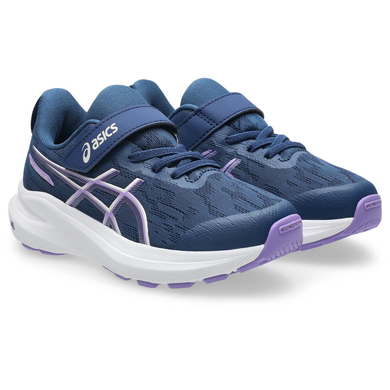 Asics GT-1000 14 PS Velcro Junior Running Shoes Navy Blue Faded Plum